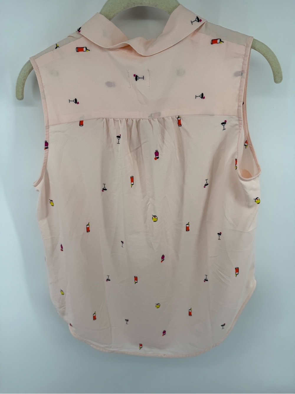 Workshop Republic Clothing Sleeveless Pink Button-Front Cocktail Print Blouse - Picture 6 of 8